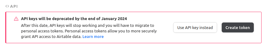 Airtable API keys