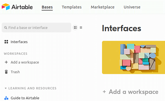 Creating an Airtable workspace