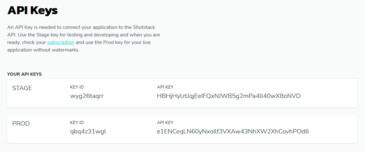 Copy the Shotstack Stage API Key