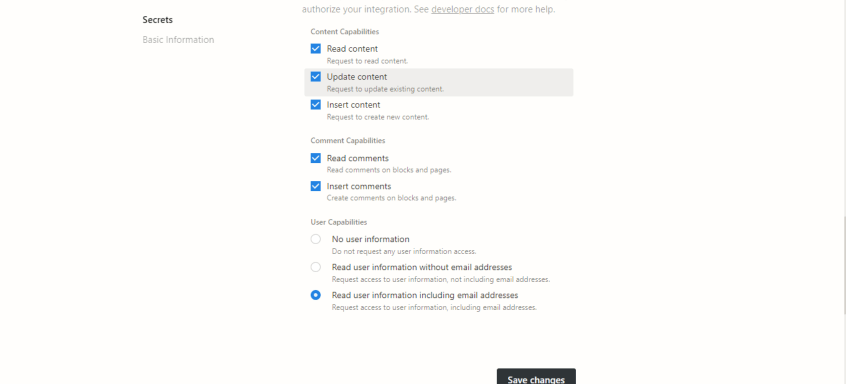 Notion integration permission