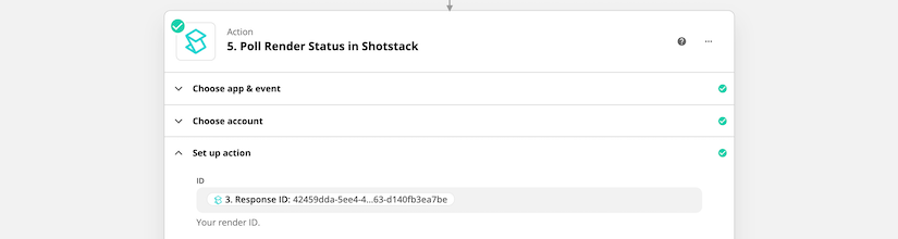 Zapier Shotstack Poll Render Status module