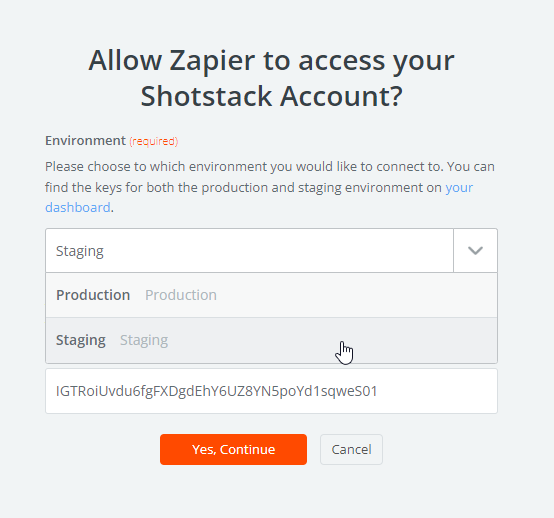 Shotstack Zapier setup